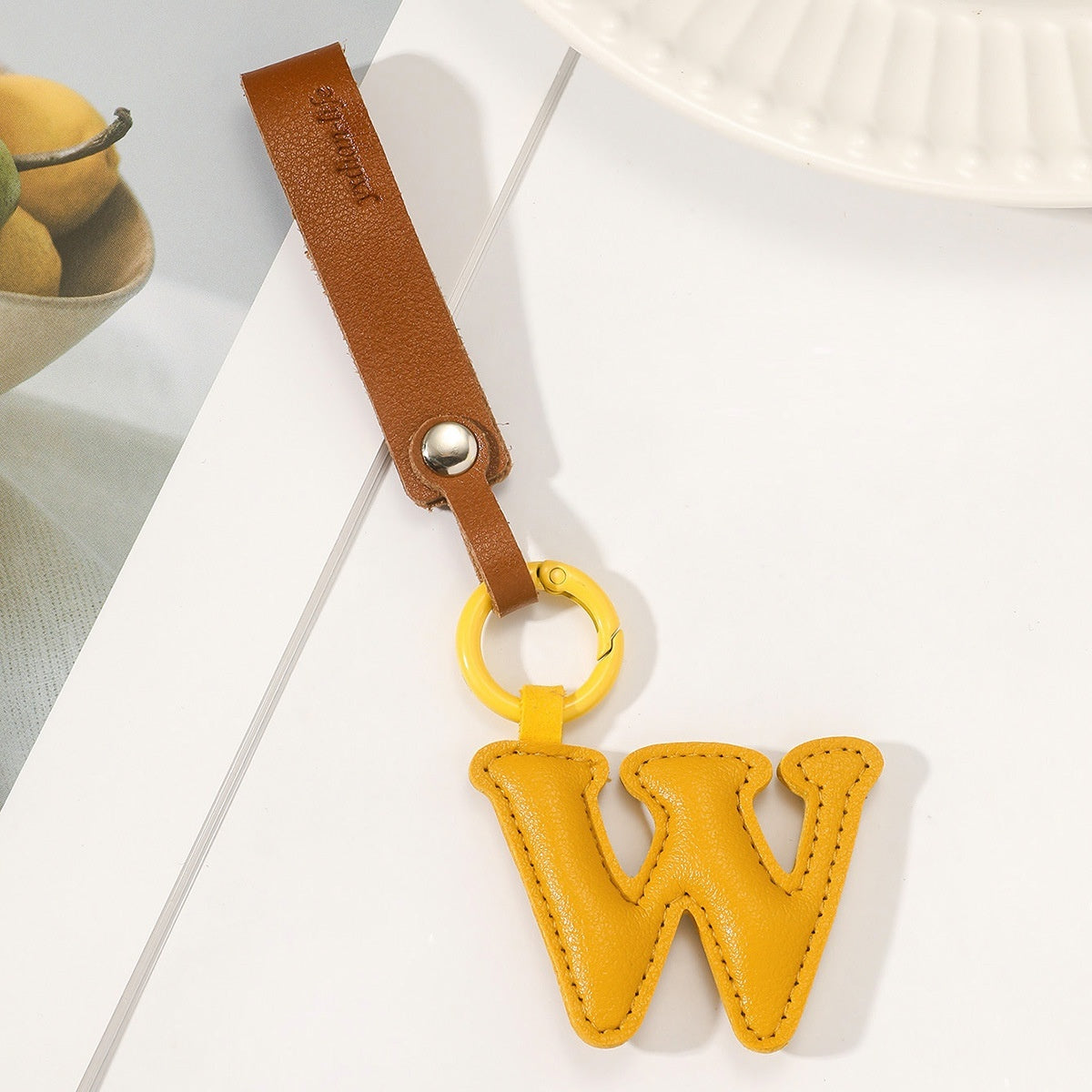 Leather Letter Keychain