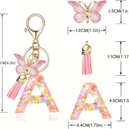 Letter Sequins & Tassel Keychain
