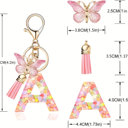 Letter Sequins & Tassel Keychain