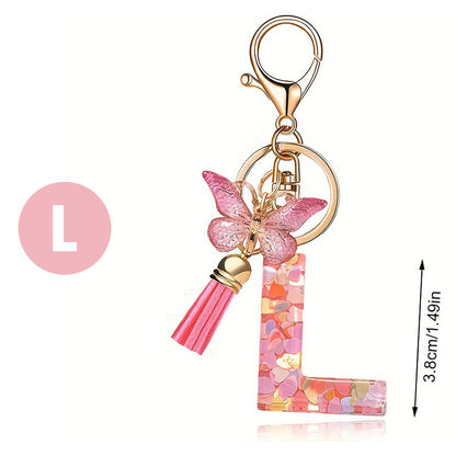 Letter Sequins & Tassel Keychain