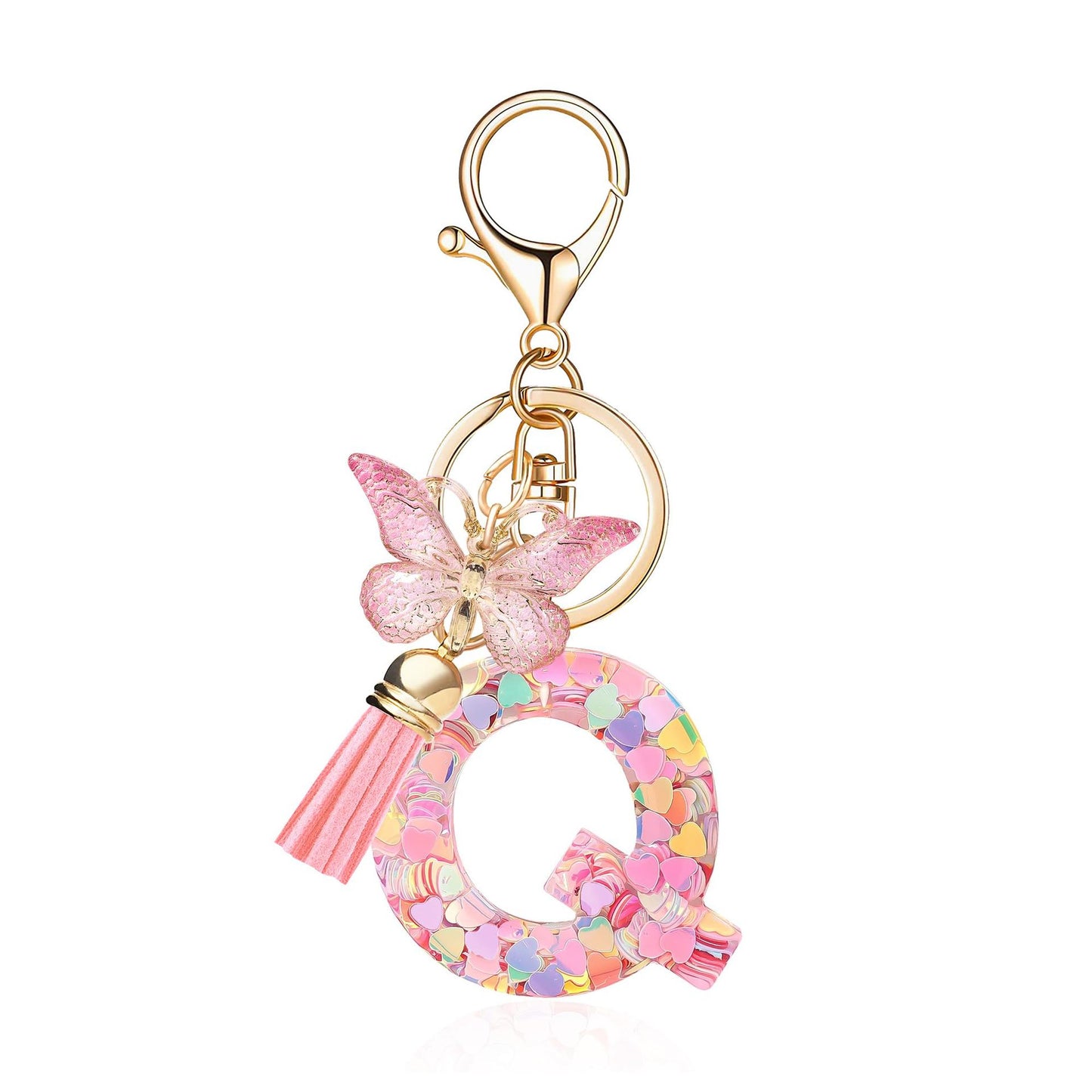 Letter Sequins & Tassel Keychain