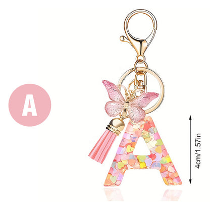 Letter Sequins & Tassel Keychain
