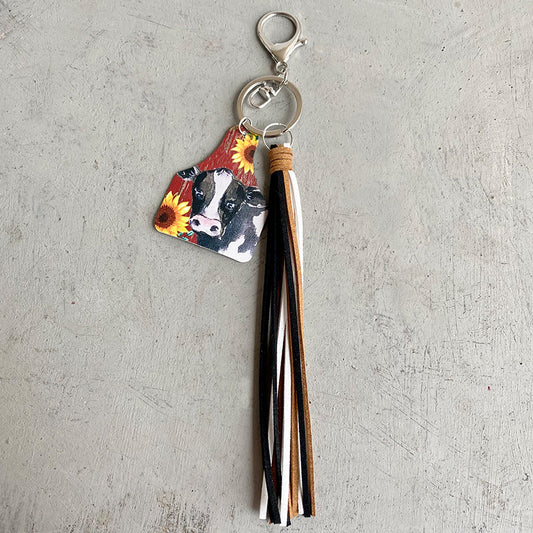 Cow with Tassel Keychain