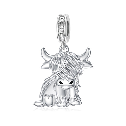 Silver Highland Cow Pendant