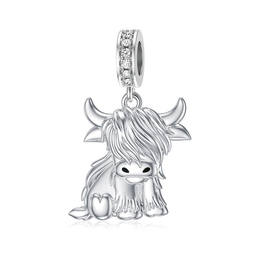 Silver Highland Cow Pendant