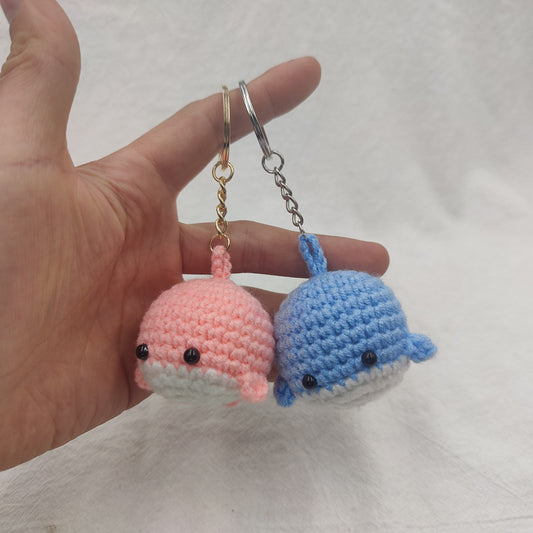 Crocheted Dancing Whale Keychain