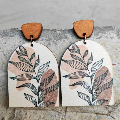 Wood Flower Earrings