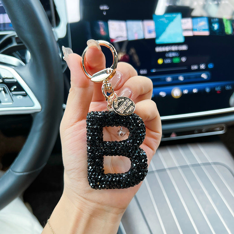 Black Diamond Letter Keychain