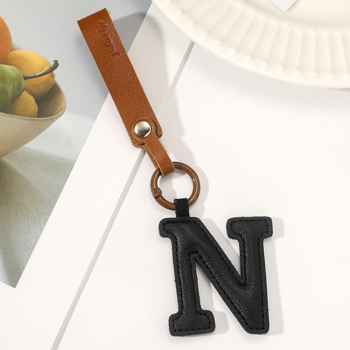 Leather Letter Keychain