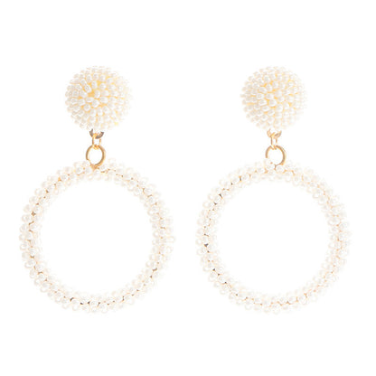 Jewelry Personality Exaggerated Rice Bead Earrings Creative