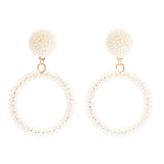 Jewelry Personality Exaggerated Rice Bead Earrings Creative