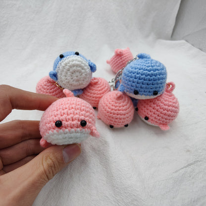 Crocheted Dancing Whale Keychain