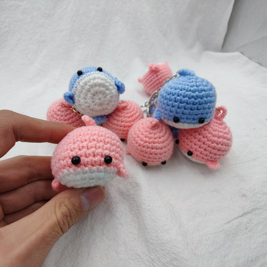 Crocheted Dancing Whale Keychain