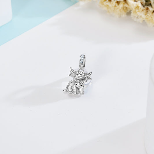 Silver Highland Cow Pendant